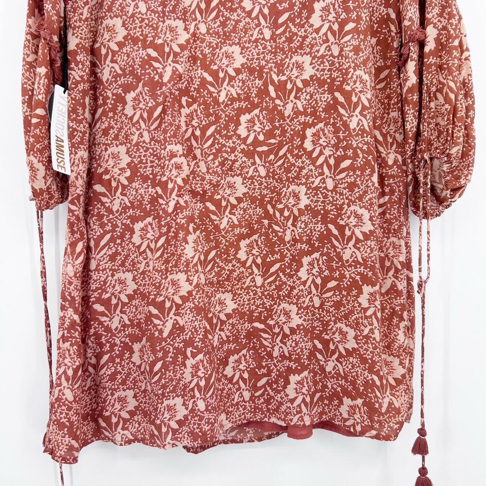 Amuse Society Costello Fringe Mini Dress NWT Size M Boho Tassel Floral Vacation - Picture 11 of 13